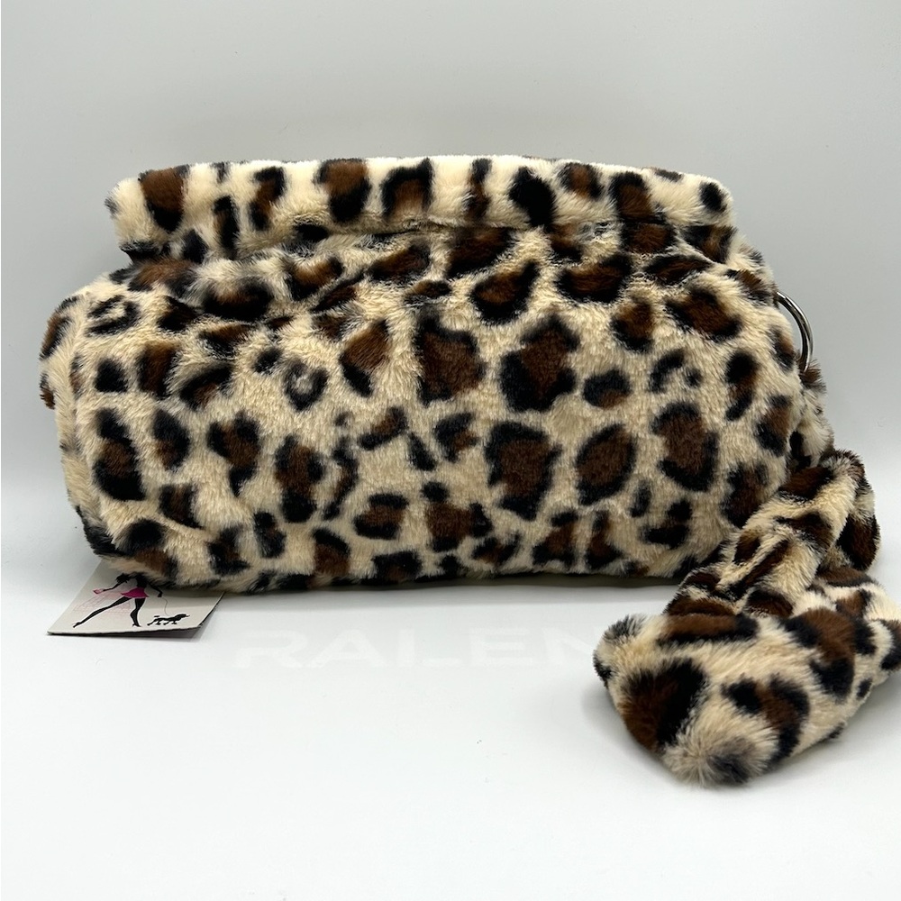 NWT Gilda Paris Leopard Print Fur Messenger Bag
